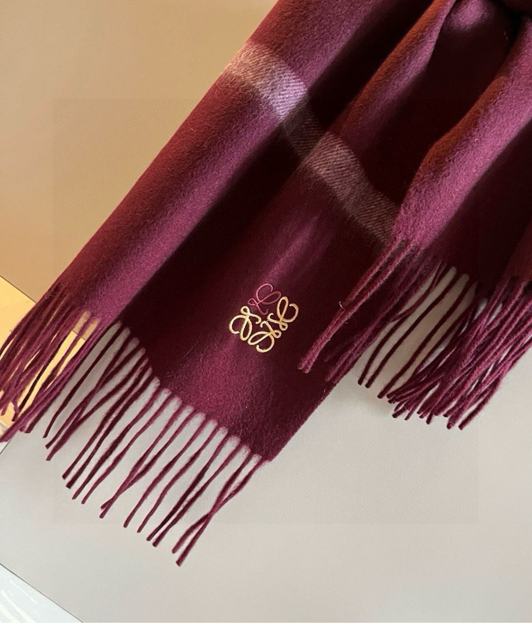 Loewe Mohair Scarf Ombre Burgundy For Women 180cm