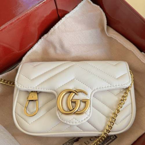 Gucci Gg Marmont Mini Matelassé Shoulder Bag White 6.5 Inches