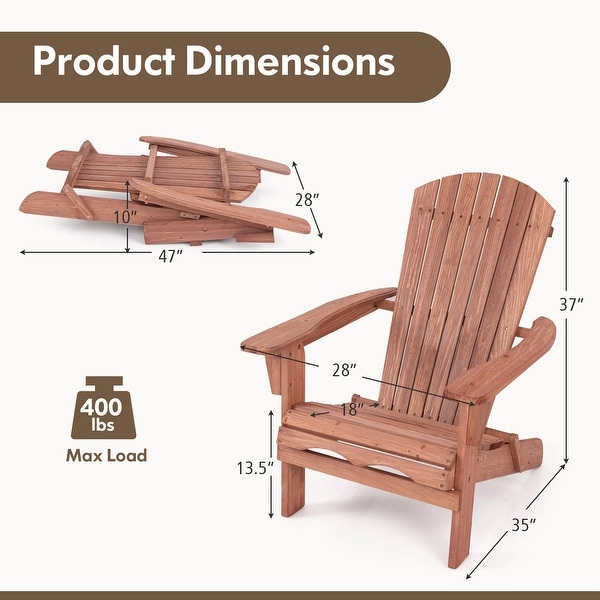 Costway Folding Adirondack Chair Set of 1/4 with High Backrest and Wide