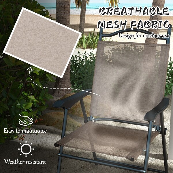 Outsunny Folding Patio Chairs,Set of 4 Camping Chairs with Armrests