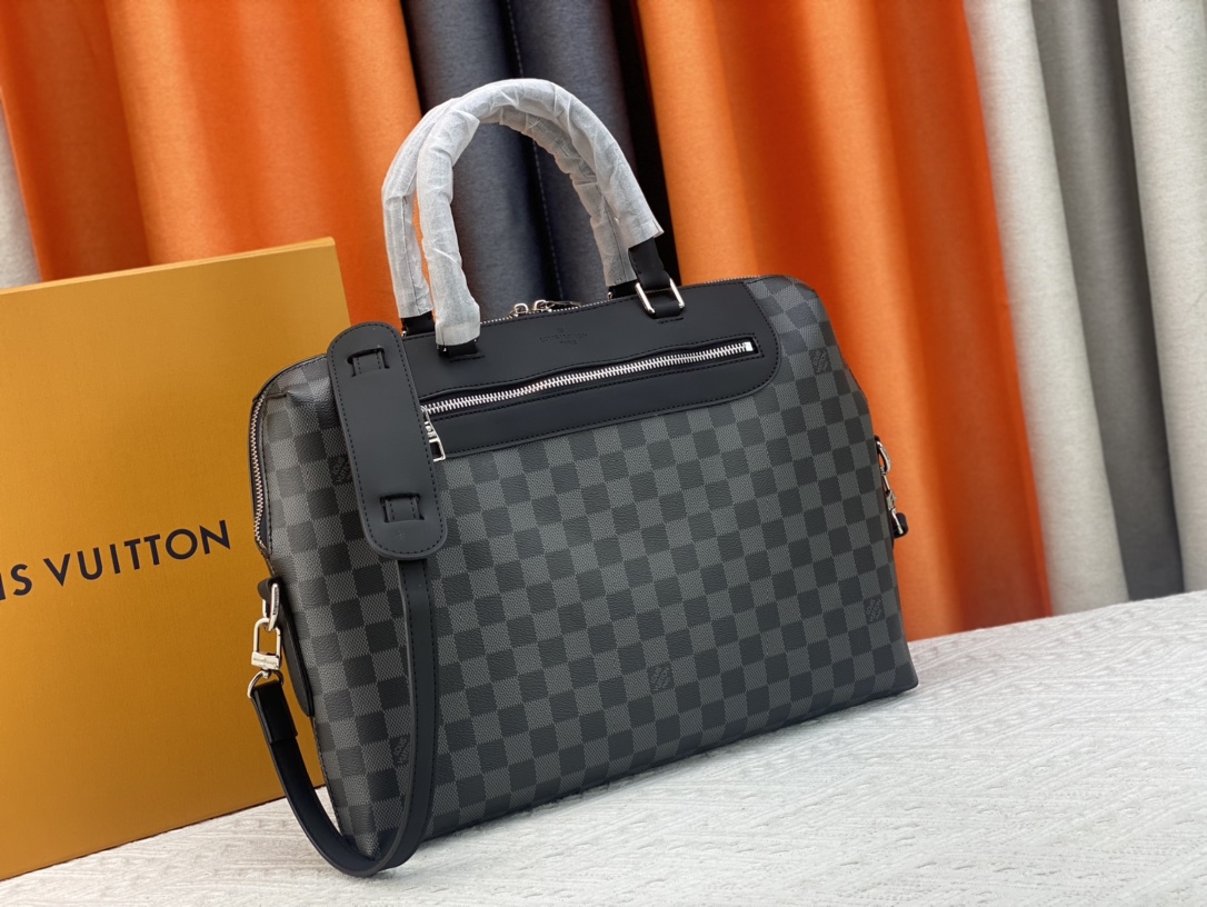 Louis Vuitton Porte Documents Jour Briefcase Damier Black 37Cm N48260