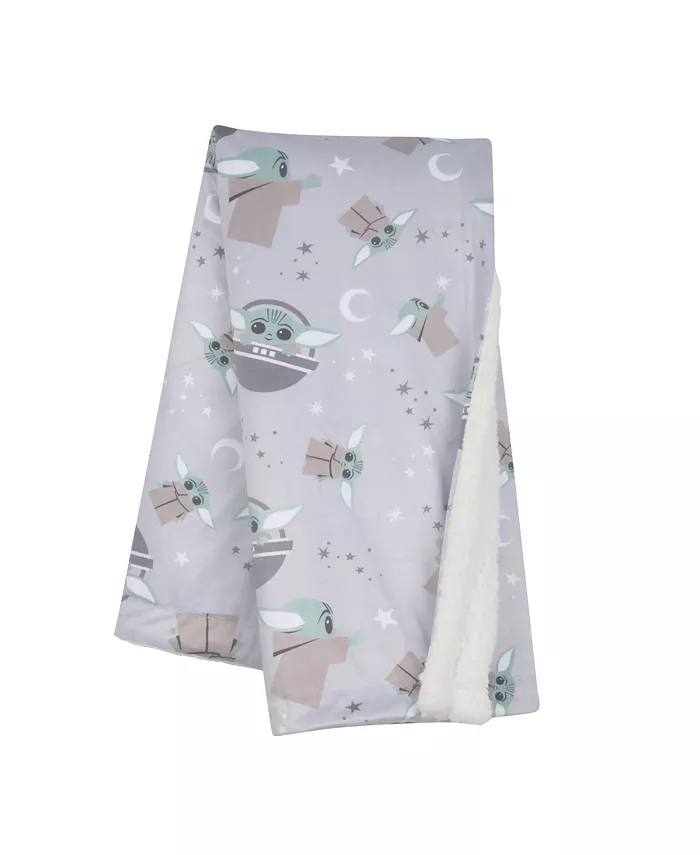 Lambs and Ivy Star Wars Cozy Friends Baby Yoda Grogu Fleece Baby Blanket