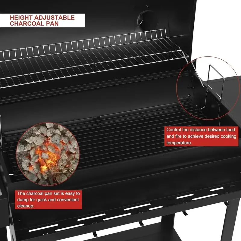 Royal Gourmet CC1830T 30-Inch Charcoal Barrel Grill – Warming Rack, Front Basket, Rust-Resistant