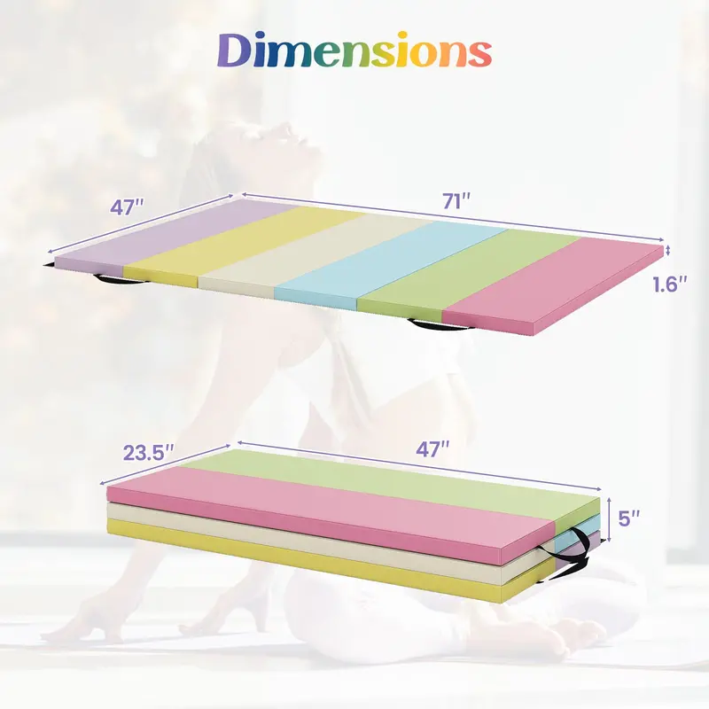 Three-Panel Folding Tumbling Mat – 6′ x 4′ Gymnastics Training Pad with Carrying Handles