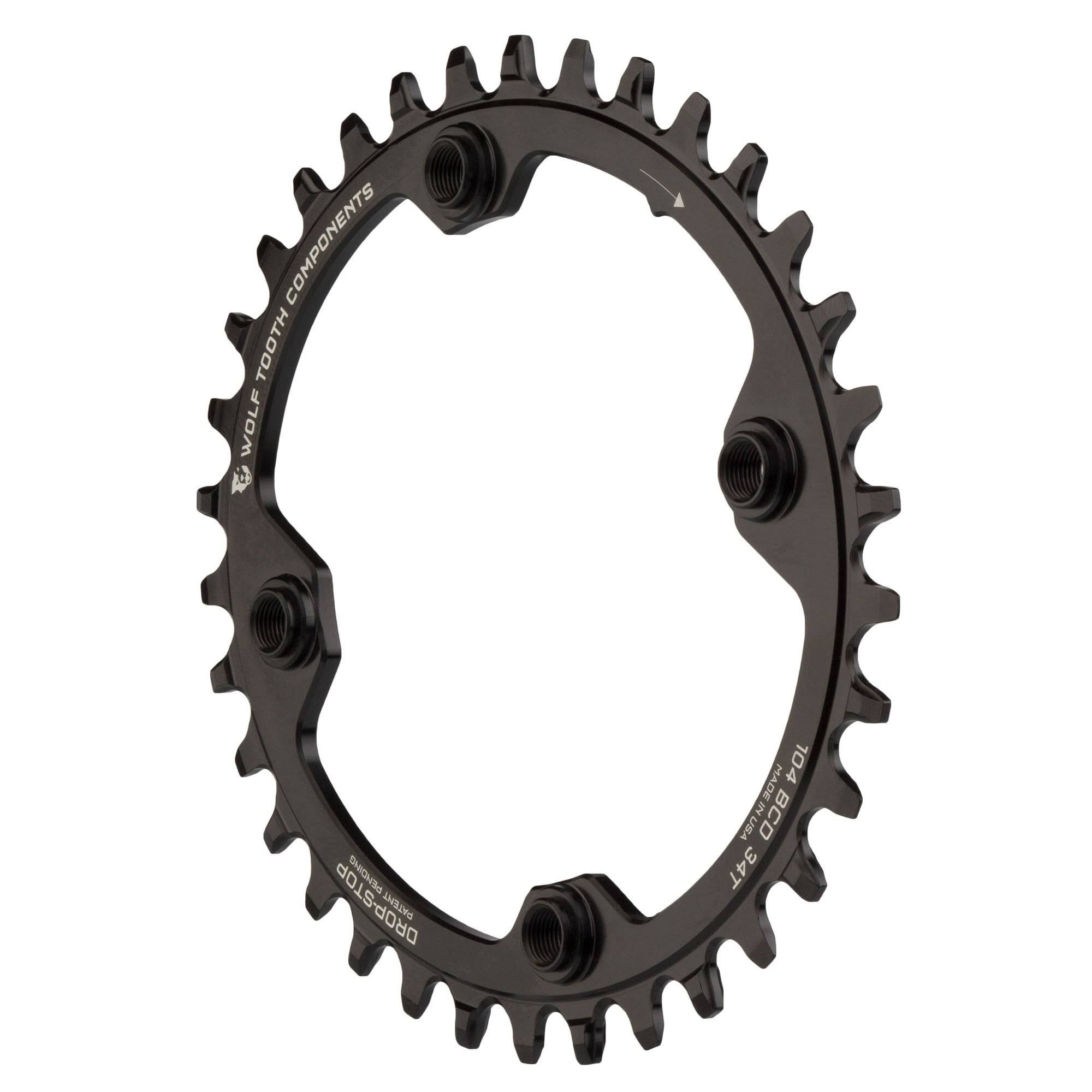 Wolf Tooth Elliptical 104 BCD Chainring - 34T 104 BCD 4-Bolt Requires Shimano 12-Speed Hyperglide+ Chain