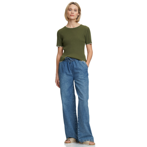 Gina Collection Damen Strickshirt mit Wellenkante