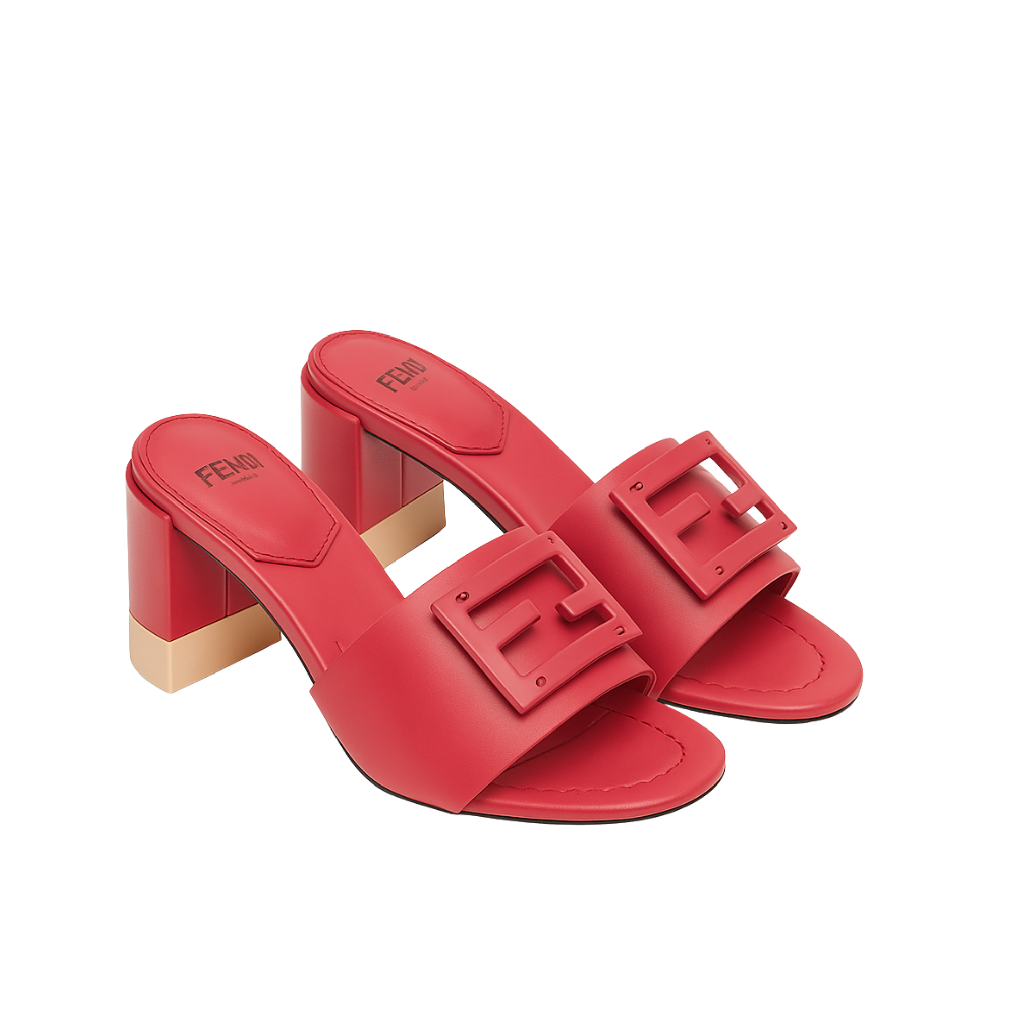 Fendi Signature Leather High Heel Red
