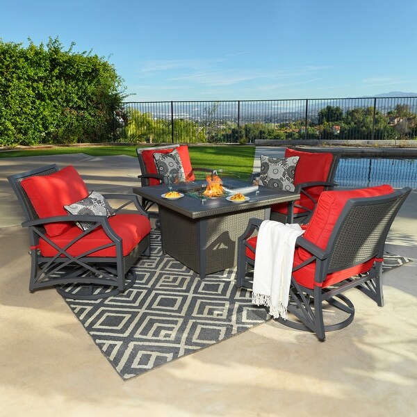 Kinger Home Ethan Rattan 5Piece Patio Furniture Set