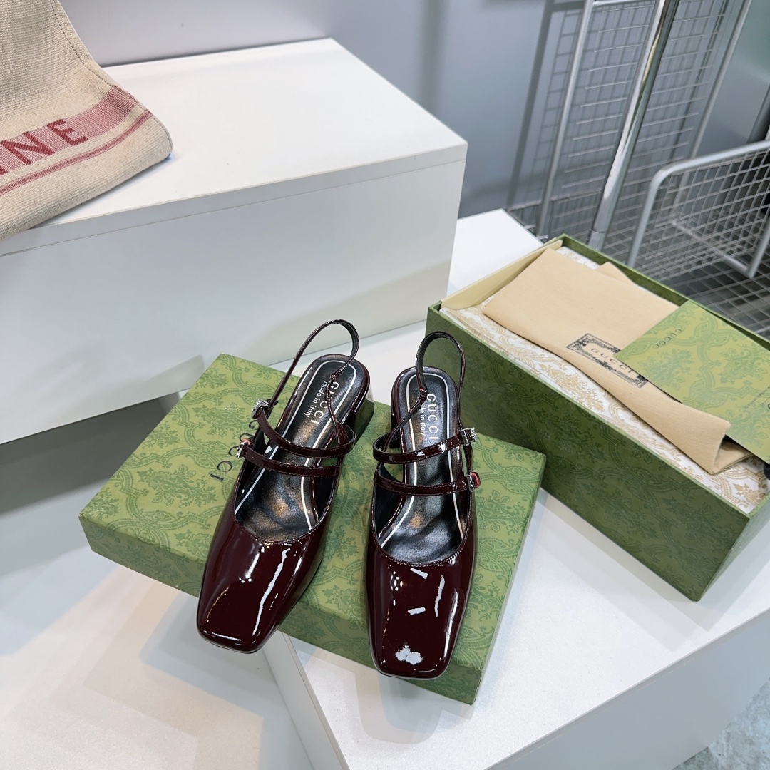 Gucci patent leather block-heeled sandals are top-quality - cnluxepick