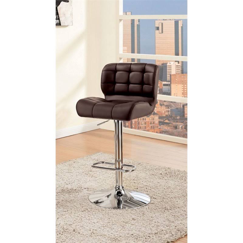 Furniture of America Birch Adjustable Faux Leather Bar Stool in Brown