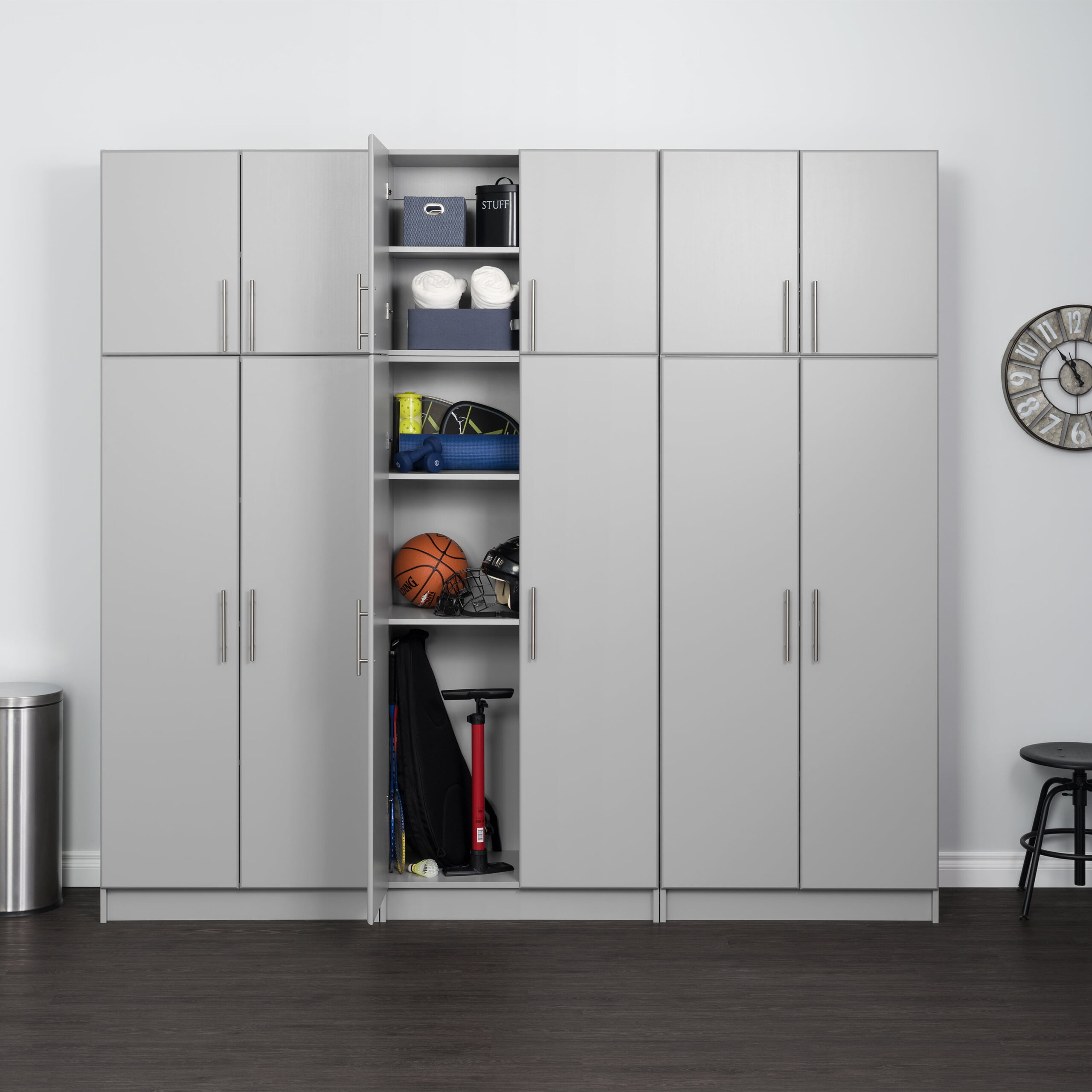 Prepac Elite 2 Door Standing Storage Cabinet， Light Gray