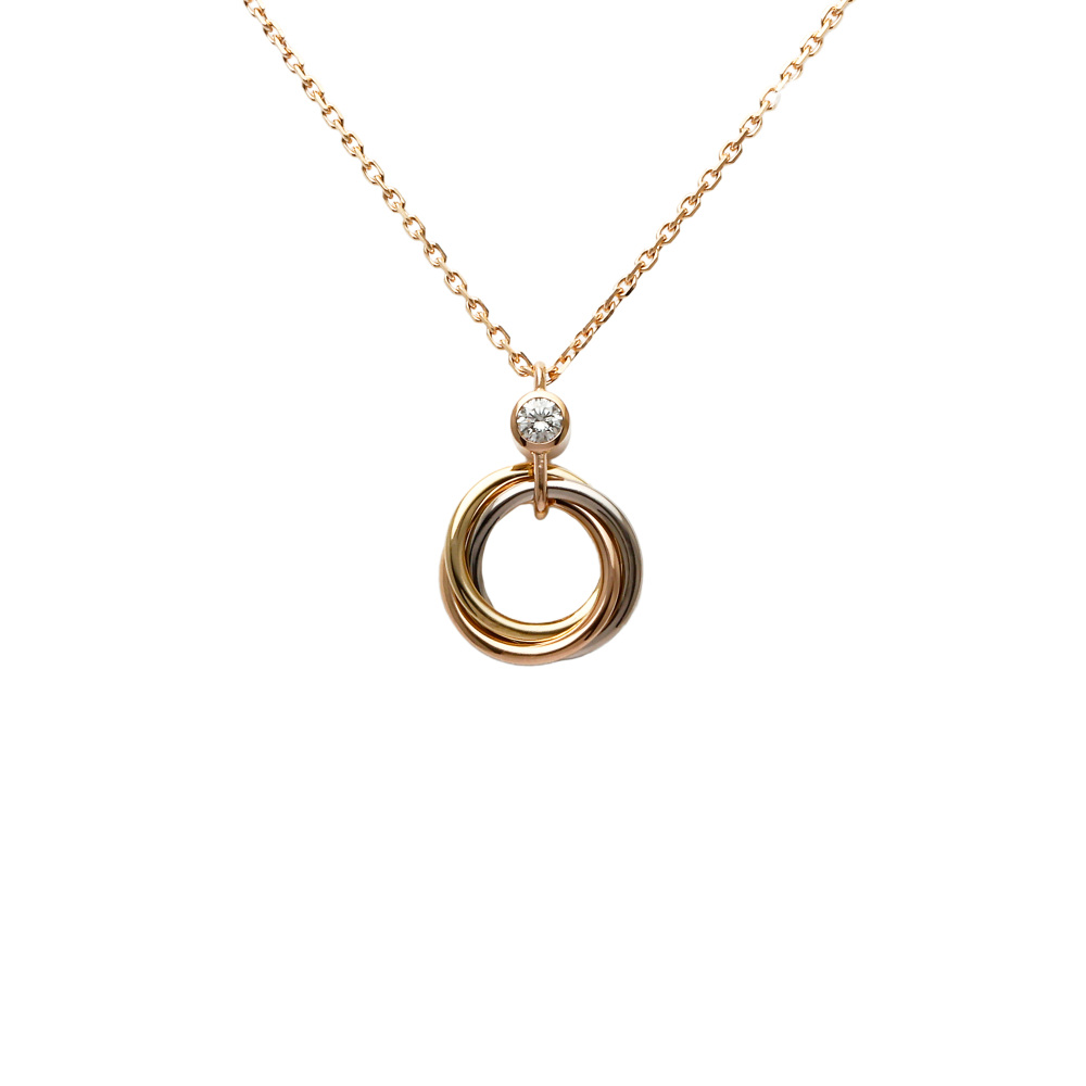 Cartier Trinity Necklace Tri-Gold Diamond B7223500