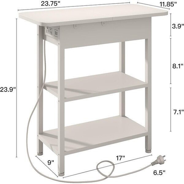 Set of 2 Flip Top Narrow Side Table,Nightstands,End Tables White