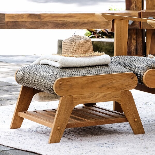 Cambridge Casual Auburn Upholstered Teak Adirondack Chair with Ottoman