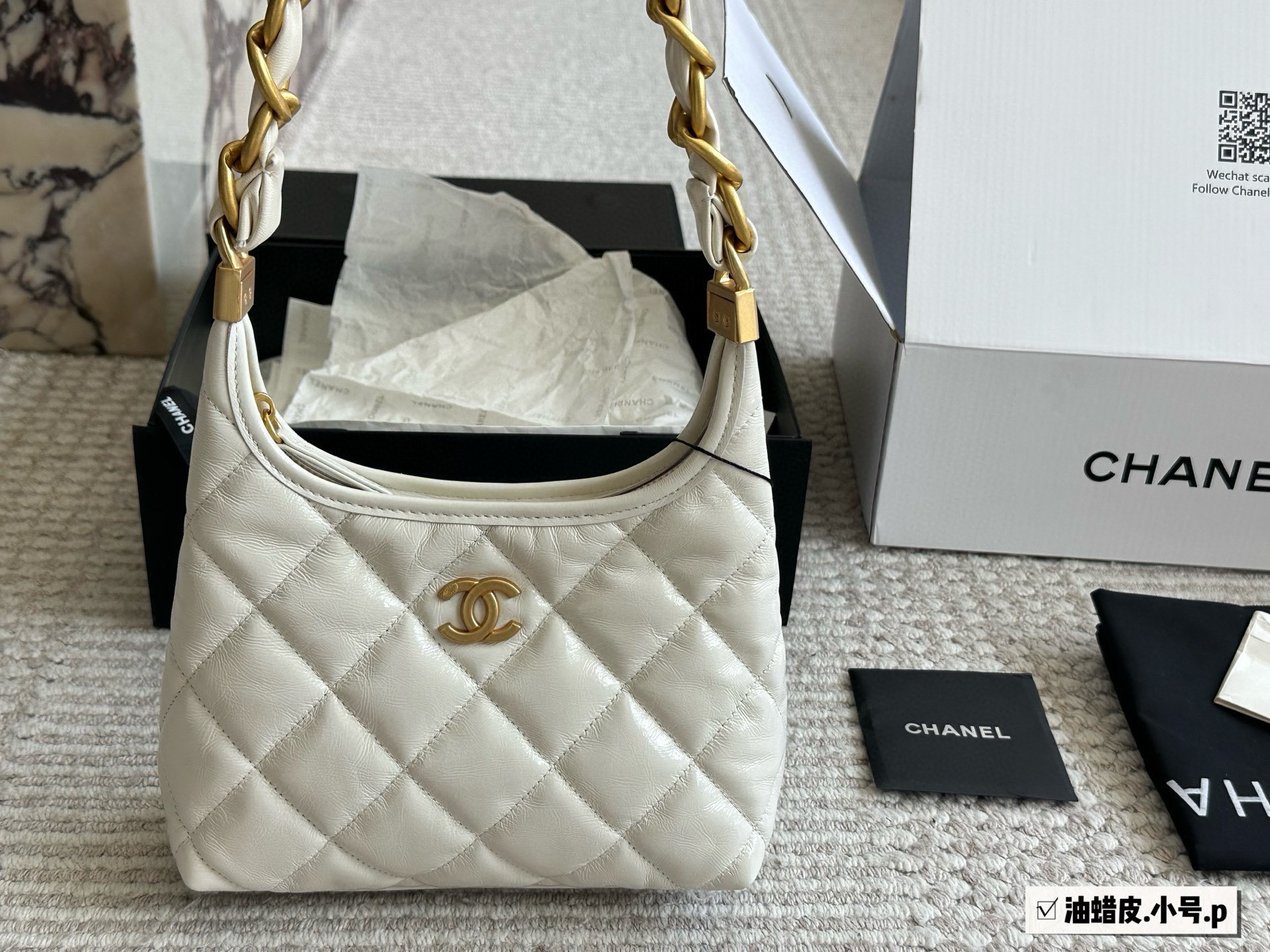 Chanel Waxed Leather Underarm Hobo Bag - cnluxepick