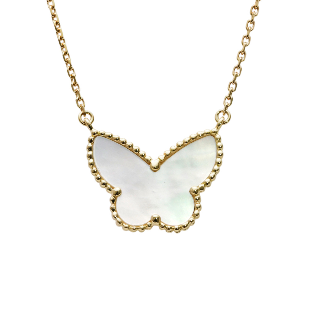 Van Cleef & Arpels Lucky Alhambra Papillon Necklace 18K Yellow Gold Mother of Pearl VCARD99500