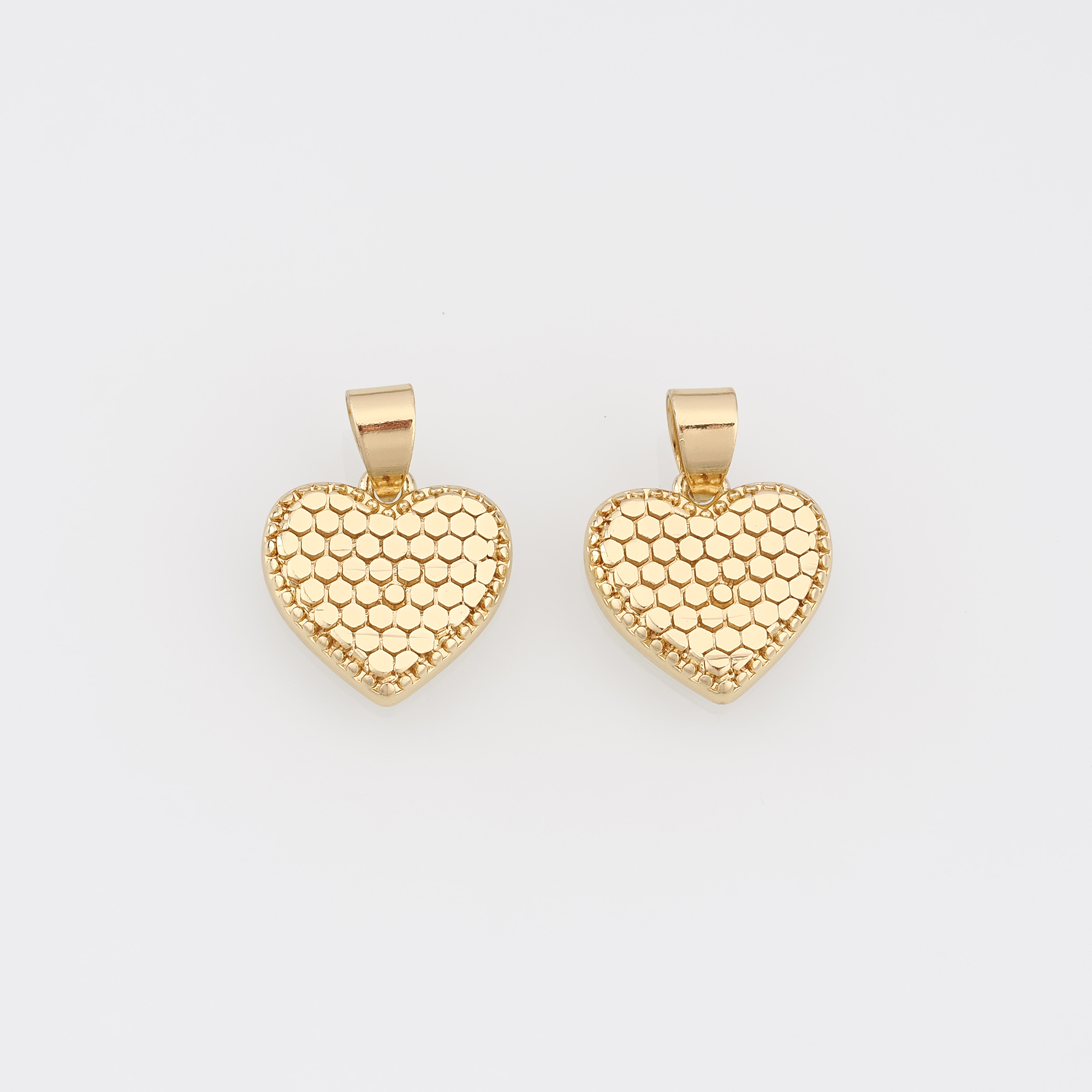18K Gold Filled Heart Pendant,Dainty Heart Charm Earrings Necklace for DIY Jewelry Making Supply