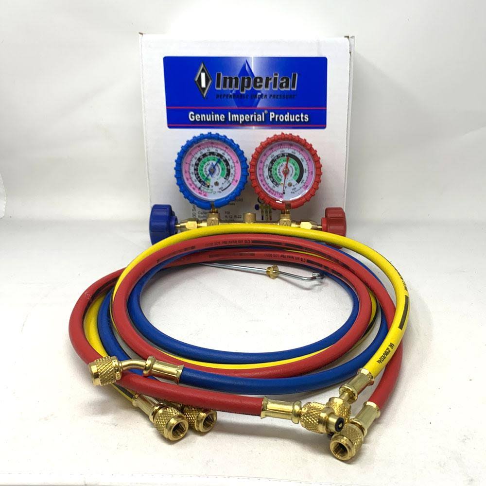 Imperial 2-Valve 4000 PSI Brass Manifold with (3X) 5 ft. Long HOSES