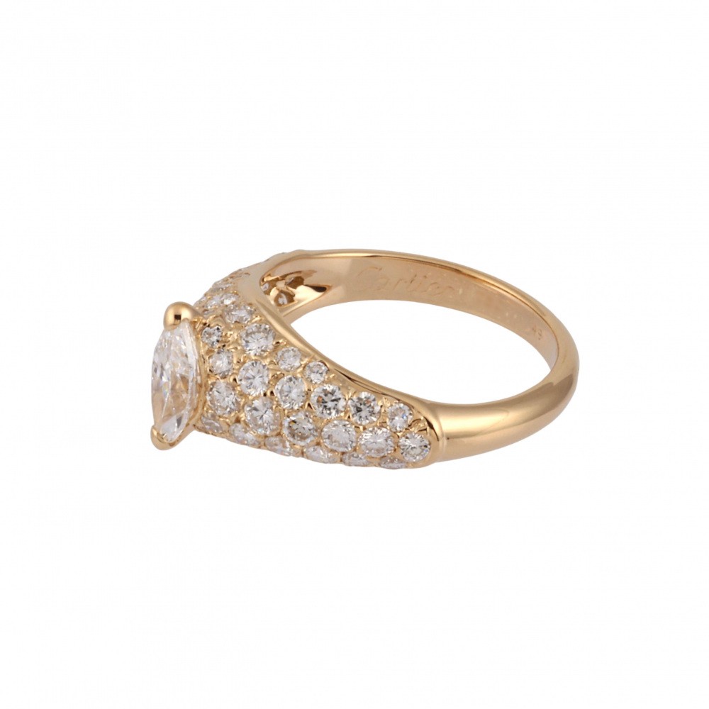 Cartier Simple Mast K18YG Yellow Gold Ring Diamond