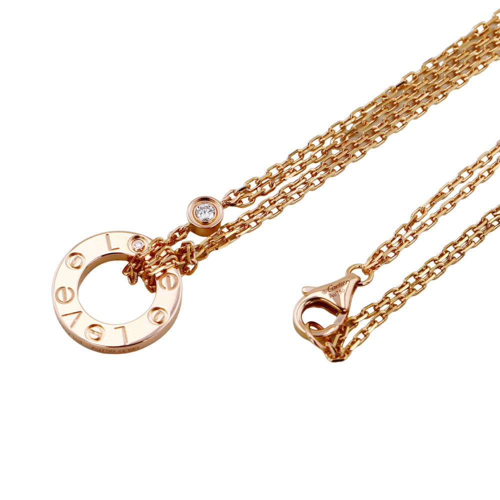 Cartier Love Circle Necklace 18K Rose Gold Diamond