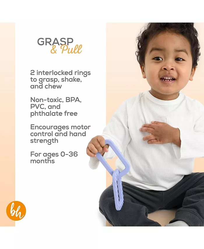 Booginhead 100% Food Grade Silicone Link Baby Teethers, Lavender Purple
