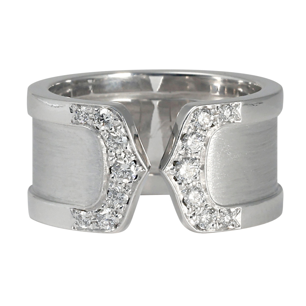 Cartier C Do Wide Ring 18K White Gold Diamond B4044100