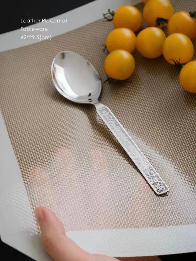 DC215 - A pair of Danish table mats! Transparent leather California series, waterproof and oil-proof linen table