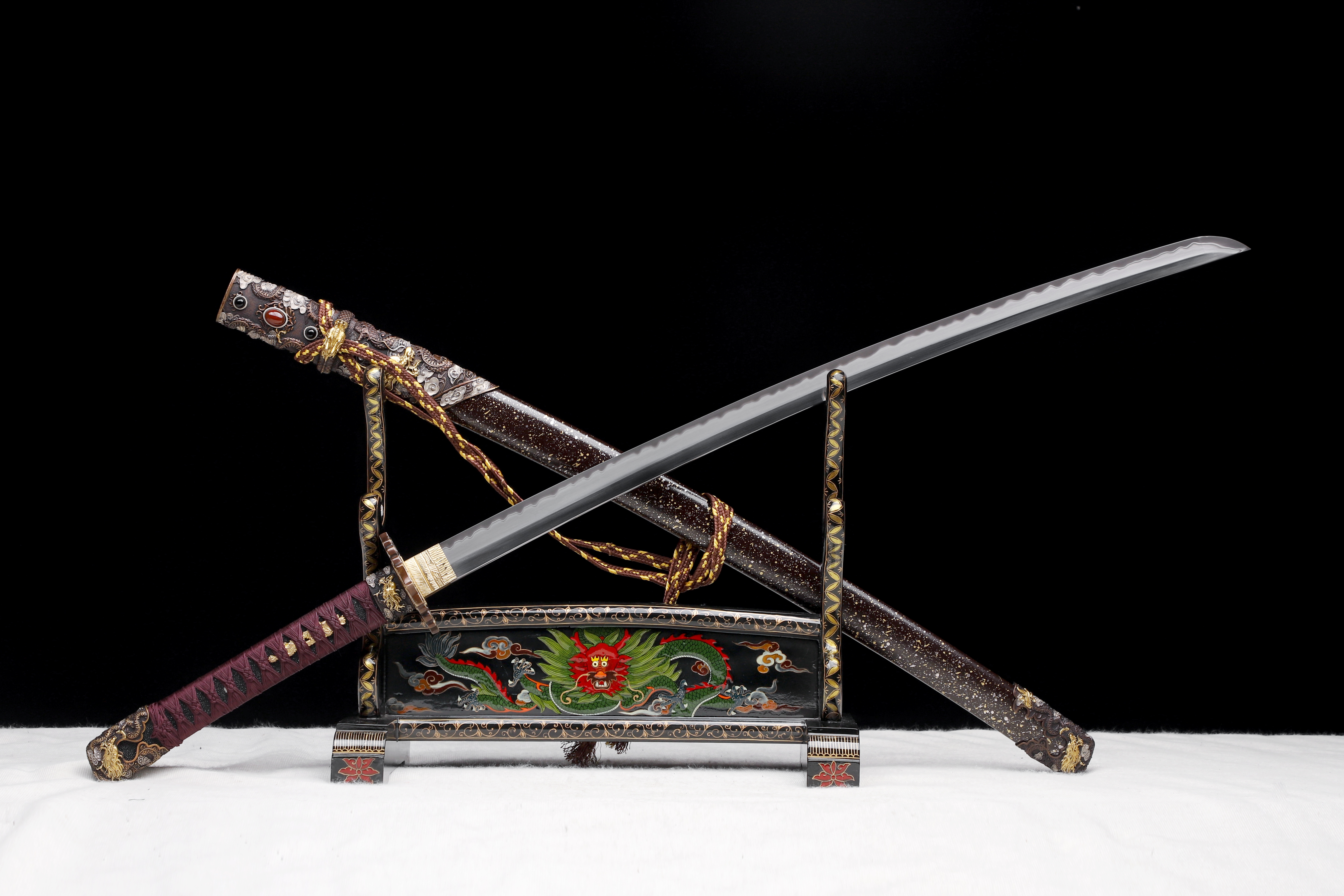 Handmade Japanese Katana Go-Mai Blade Galaxy Dragon Full Tang