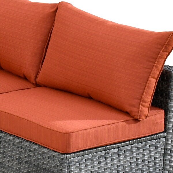 HOOOWOOO 8piece Patio Furniture Set Wicker Sectional Sofa with Fire Pit Table
