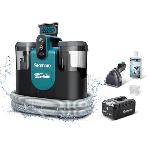 Kenmore KW2001 SpotLite Portable Carpet Spot Cleaner & Pet Stain Remover, 17Kpa Powerful Suction with Versatile Tools for Upholstery, Couches, Car and Auto Detailer, Gray