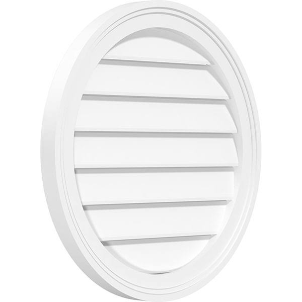 Round Surface Mount: Functional, Brickmould Frame PVC Gable Vent Ekena Millwork Size: 26x22 W x 26x22 L