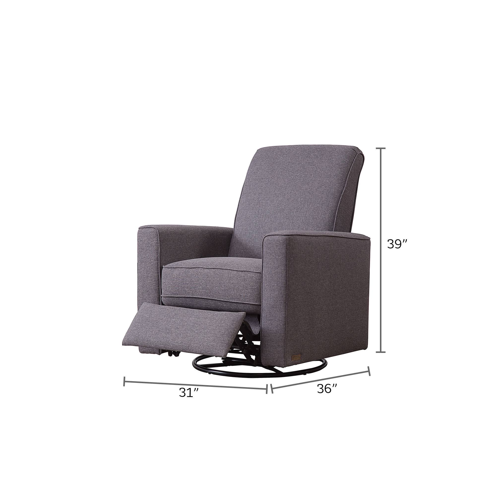Abbyson Living Emma Nursery Swivel Glider Recliner in Grey