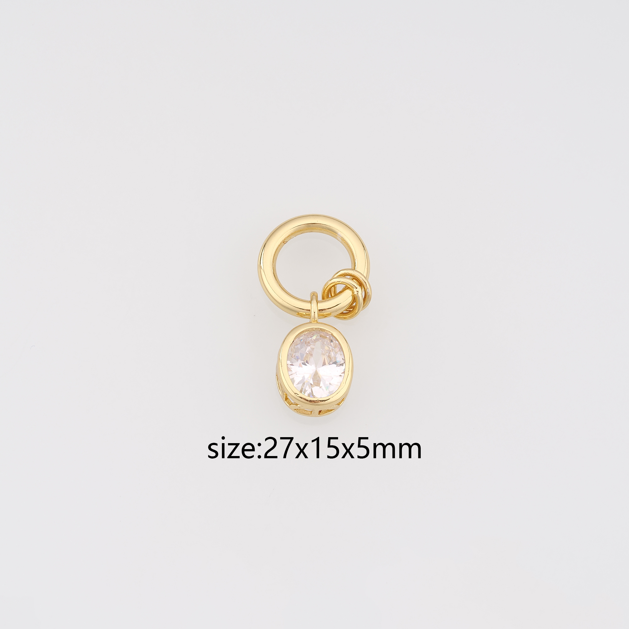 18K Gold Filled Oval Pendant,CZ Micro Pave Oval Charm Earrings Necklace for DIY Jewelry Making Supply
