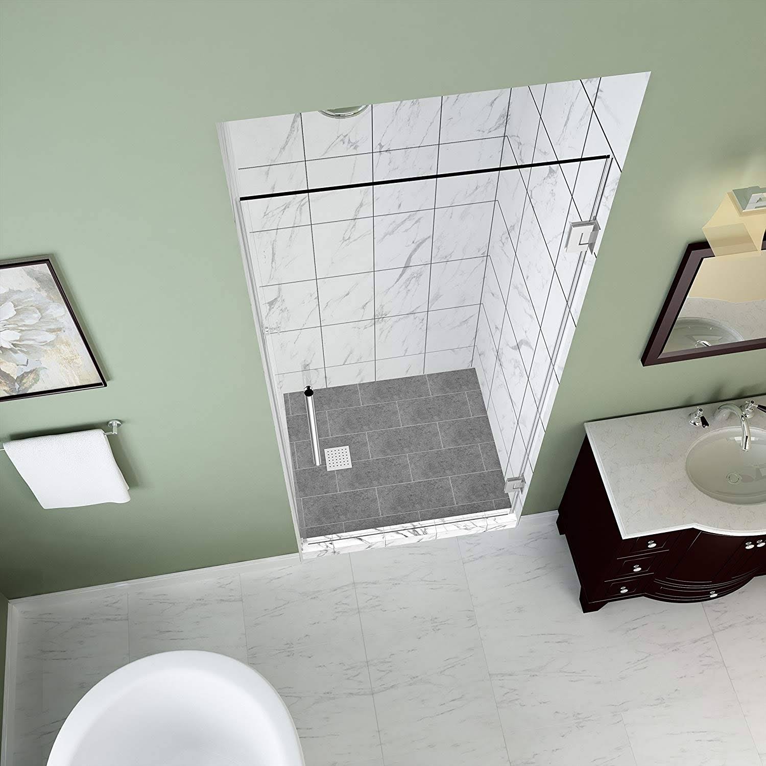 Aston SDR997EZ-36-10 Kinkade 72x22 High x 36x22 Wide Hinged Frameless Shower Door WI Chrome