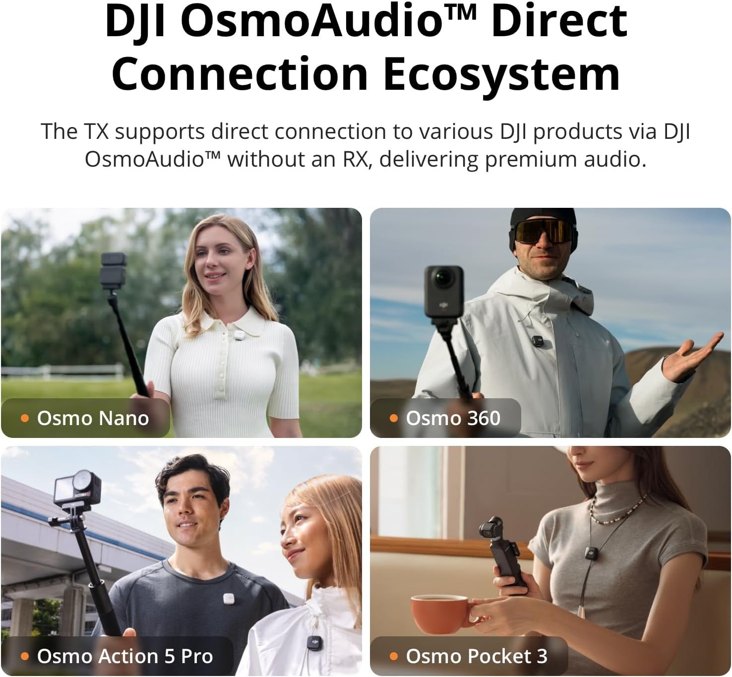(2 TX + 1 RX + Charging Case), All-in-one Wireless Microphone, Intelligent Noise Cancelling, 32-bit Float Internal Recording, 250m (820 ft.) Range