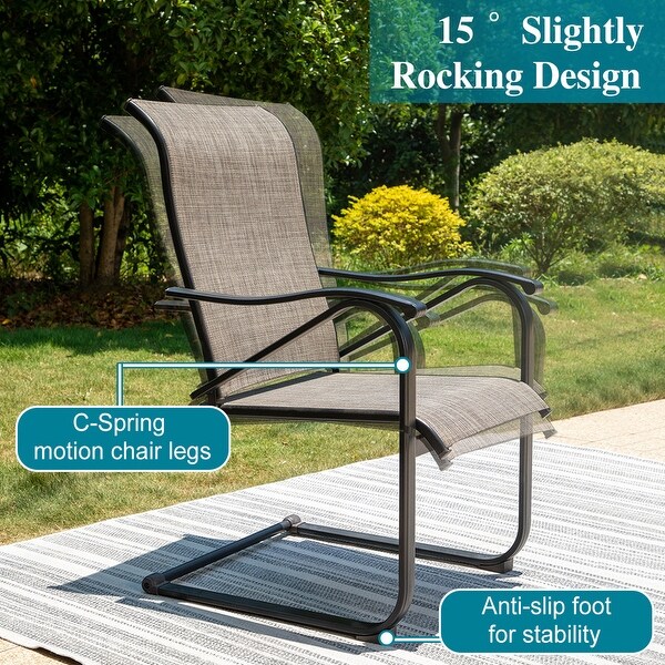 5Pieces Patio Dining Set,Including 1 Steel Frame Table with Umbrella Hole and 4 C spring Patio Chair