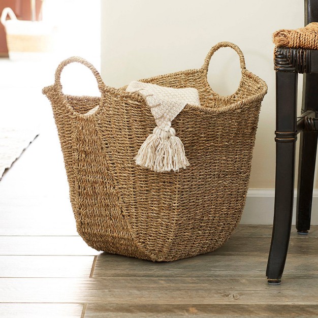 Household Essentials Tall Scoop Basket Paper Rope Natural