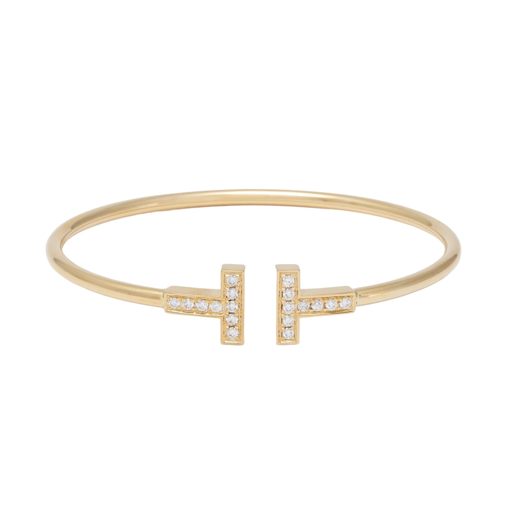 Tiffany & Co. Tiffany T Diamond Wire Bracelet 18K Yellow Gold 60010756