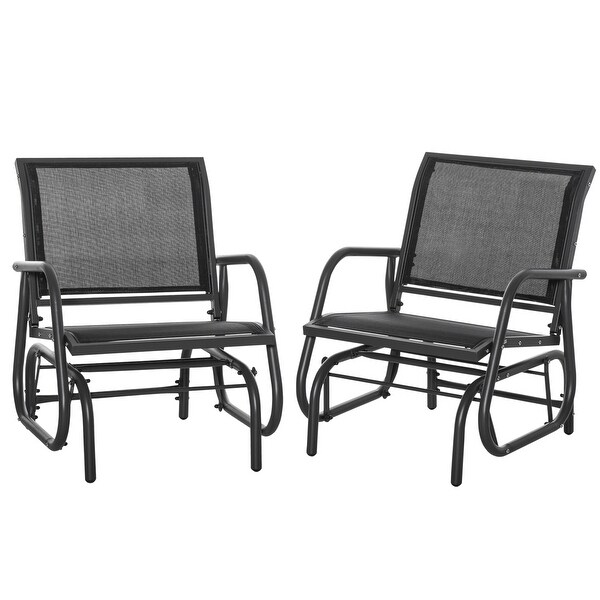 Outsunny Glider/Rocking Chair Set with Breathable Mesh Fabric,Curved Armrest