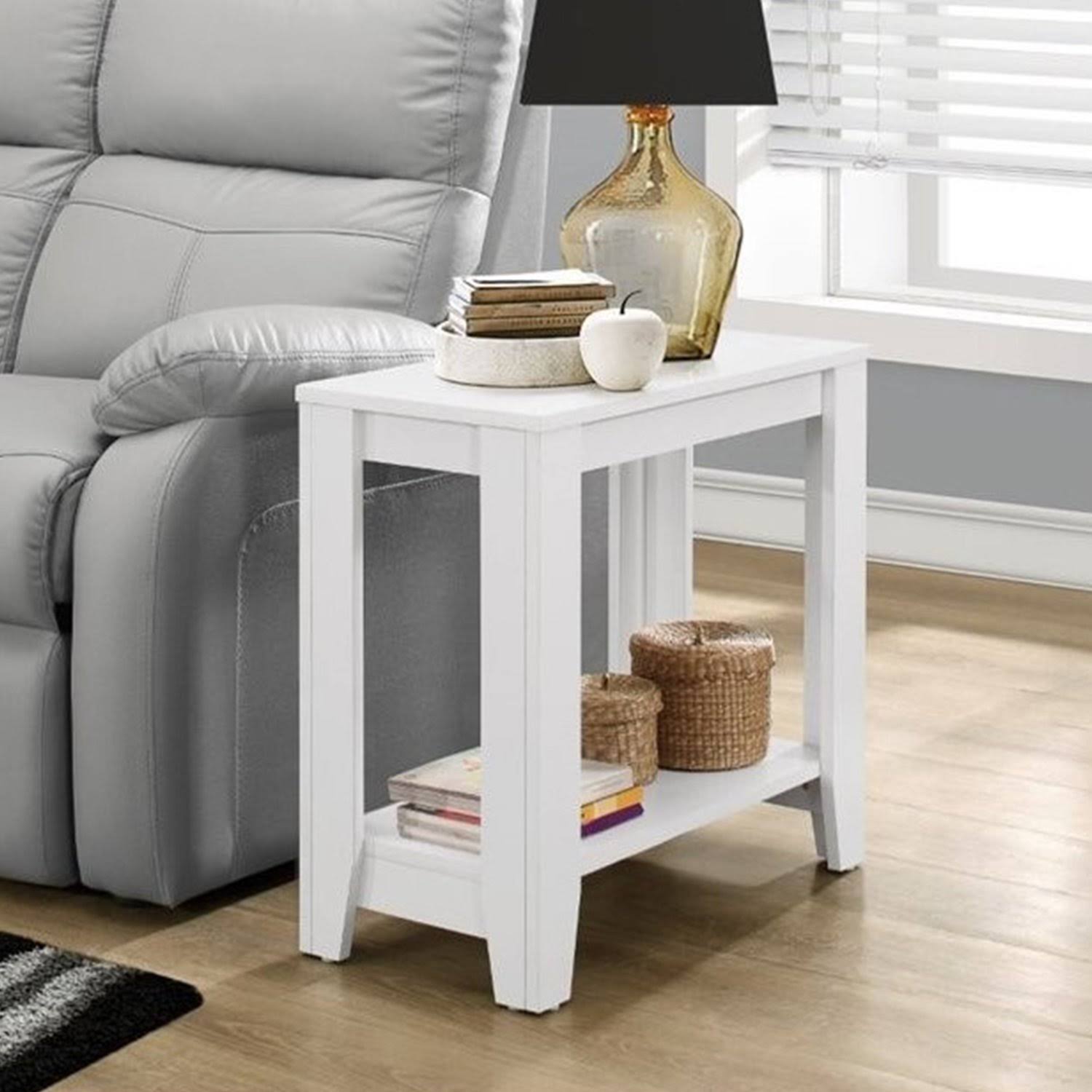 18.5x22 x 12x22 x 25x22 Grey Particle Board Laminate Metal Accent Table