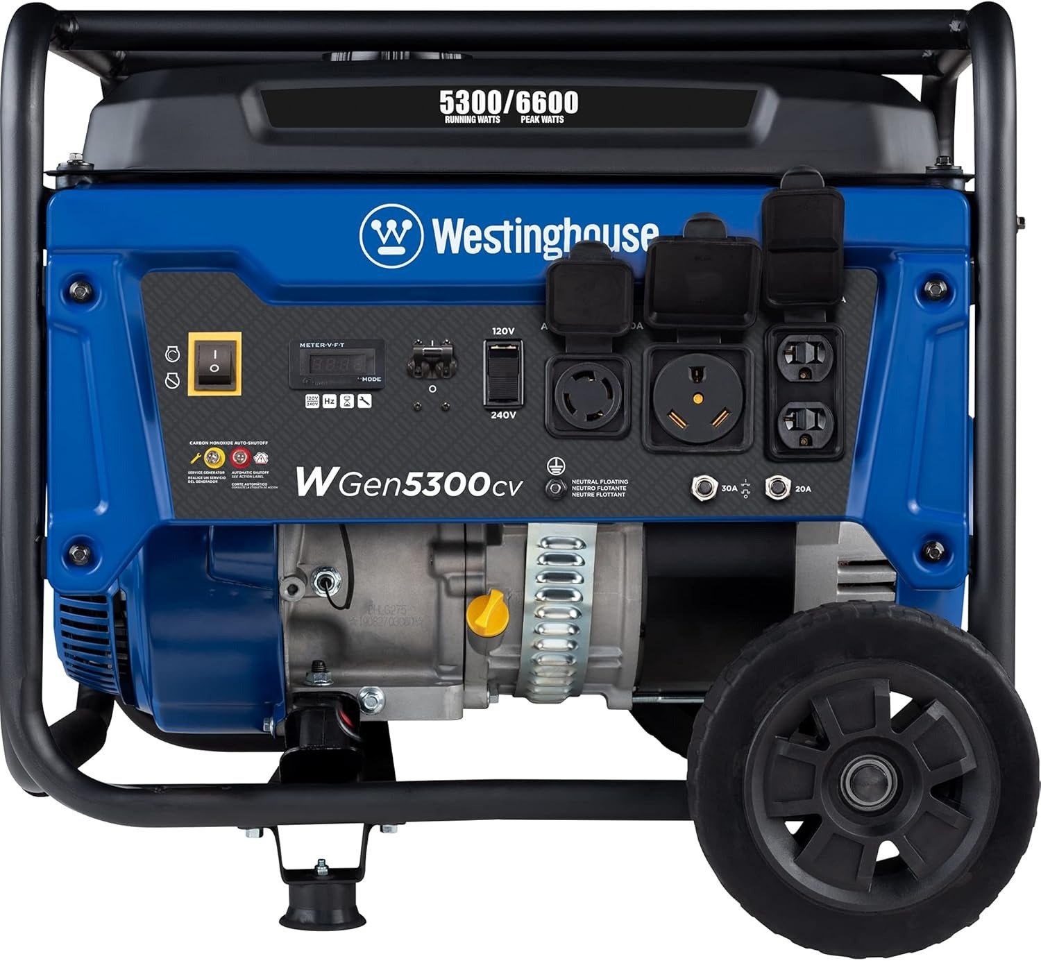 6600 Peak Watt Home Backup Portable Generator, Transfer Switch Ready 30A Outlet, RV Ready 30A Outlet, Gas Powered, CO Sensor