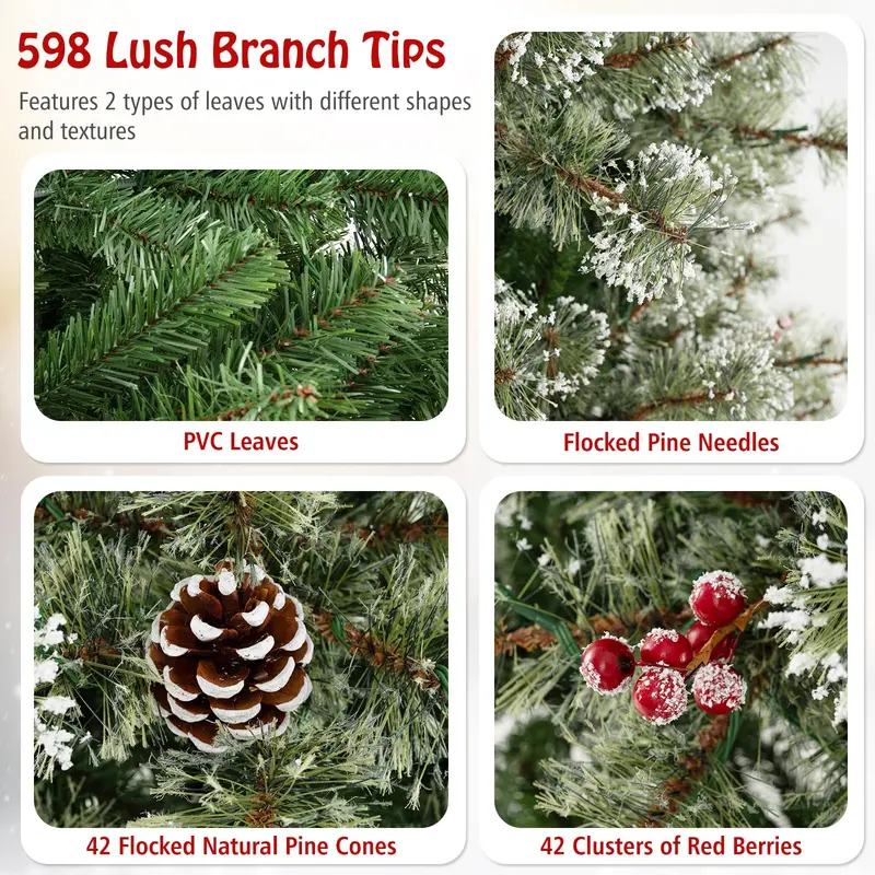 Pre-Lit Artificial Christmas Tree — Available in 6 ft, 7.5 ft, and 9 ft Heights with 360° Quick-Connect Power System