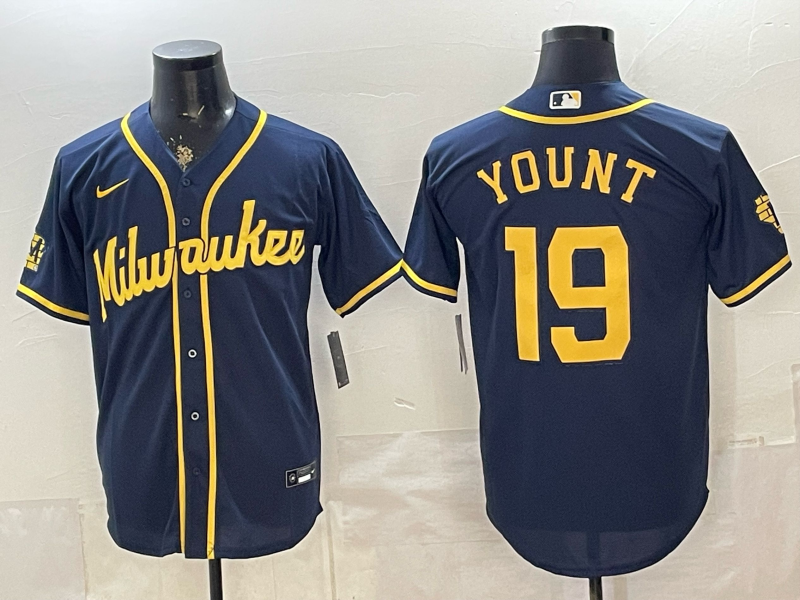 Men's Milwaukee Brewers Robin Yount #19 Navy Alternate Limited Jersey