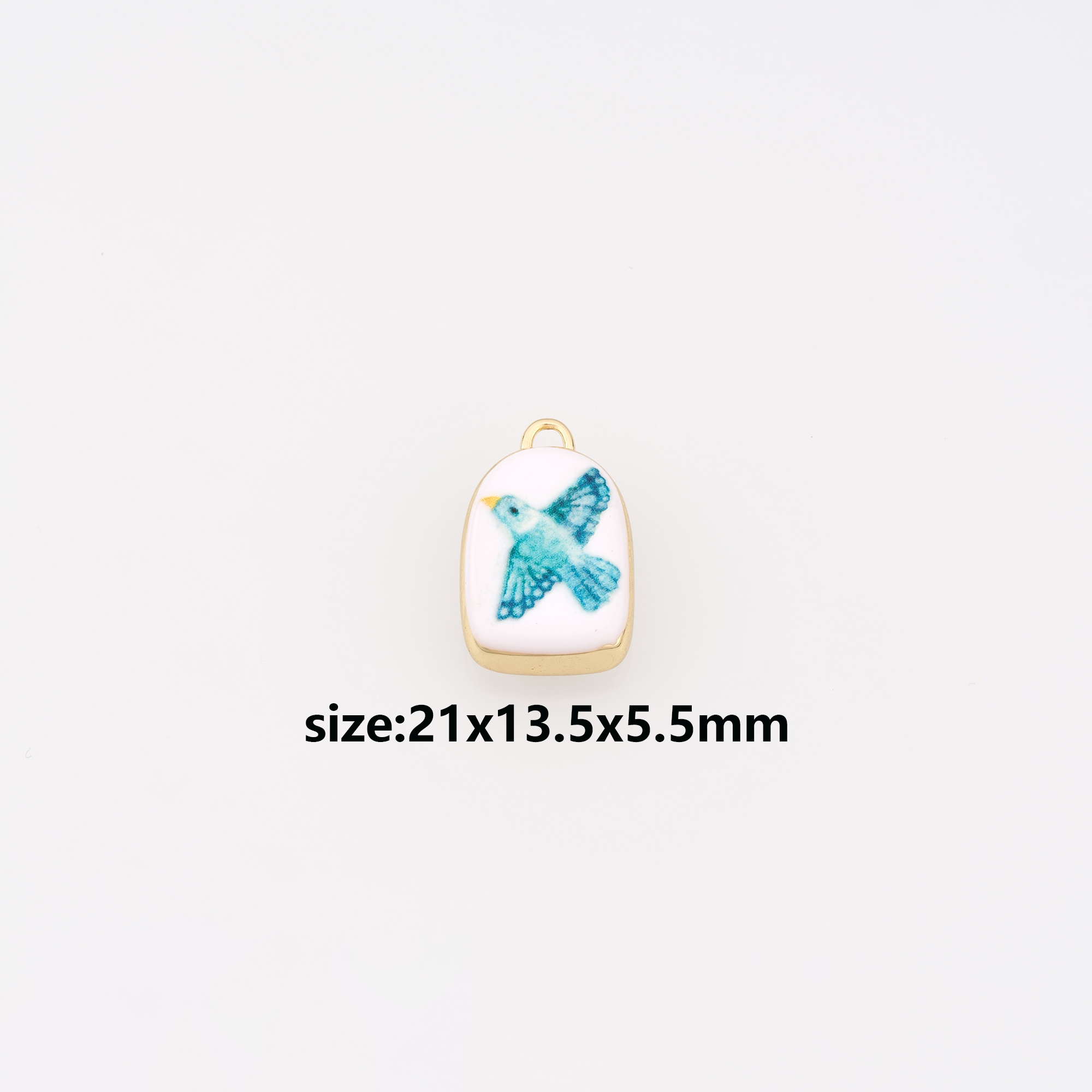 18K Gold Filled Bird Pendant,Enamel Bird Charm Earrings Necklace for DIY Jewelry Making Supply