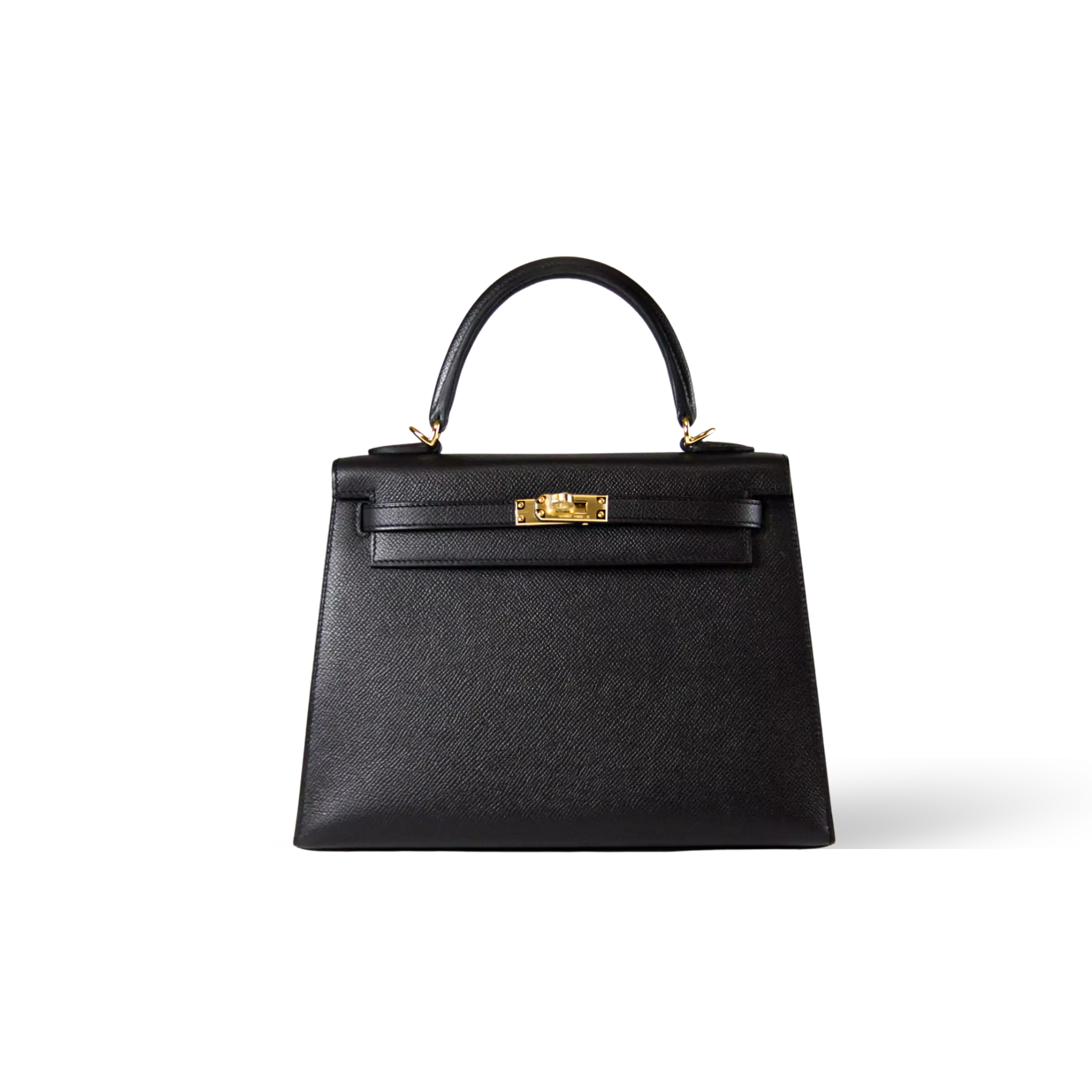 Hermes Kelly 25 Bag In Golden Black Epsom Leather For Women 25cm/10in