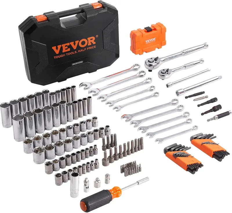 VEVOR Professional Mechanic Tool Set – Deep & Standard Metric Sockets with Storage