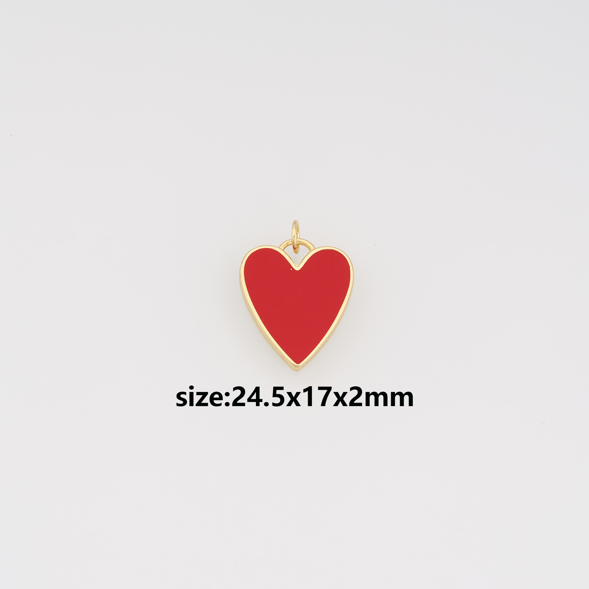 18K Gold Filled Heart Pendant,Enamel Heart Charm Earrings Necklace for DIY Jewelry Making Supply