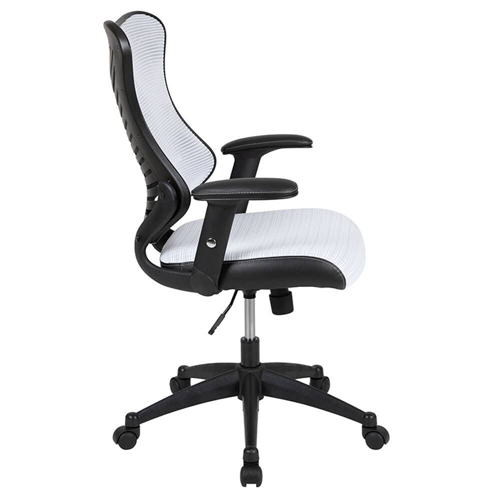 Offex High Back Designer Mesh Executive Swivel Ergonomic Office Chair with Adjustable Arms - White