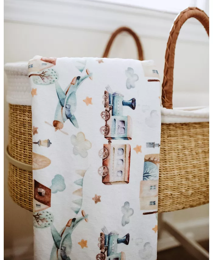 Honey Lemonade Premium Baby and Toddler Minky Blanket - Airplane and Train