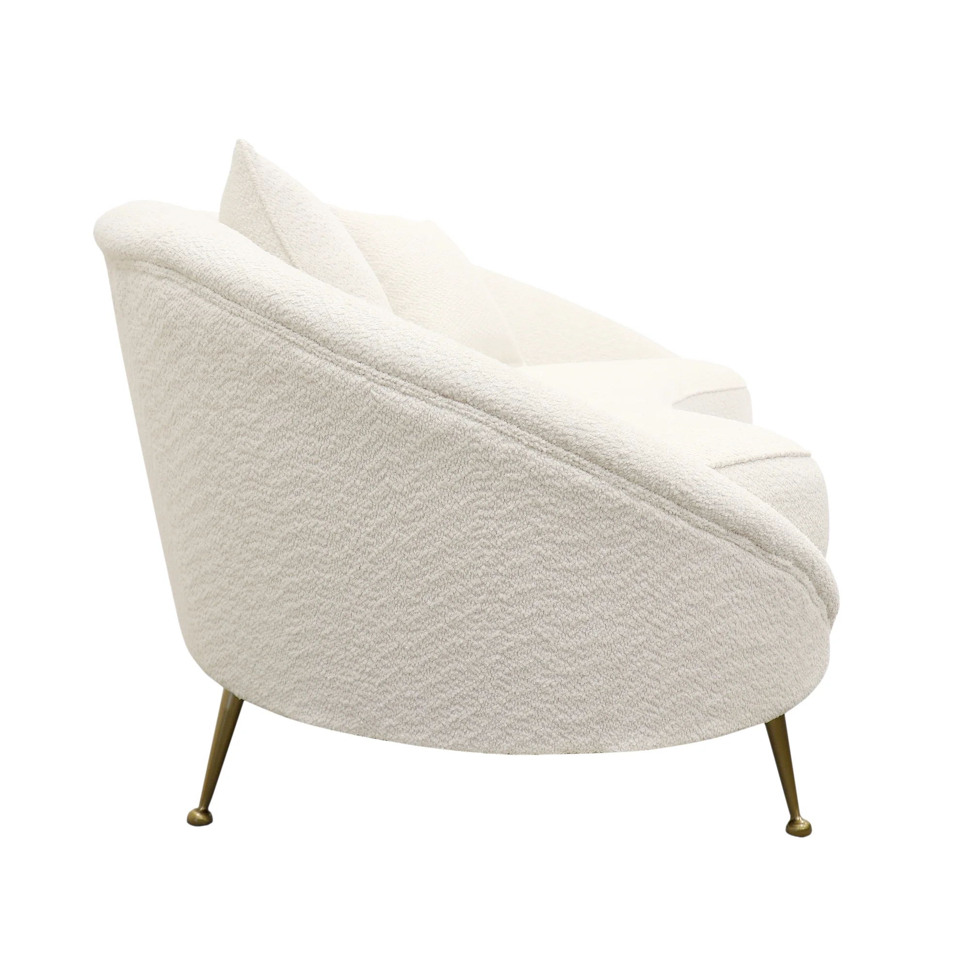 Pasargad Home Luna Collection Textured Fabric Curved Sofa, Ivory